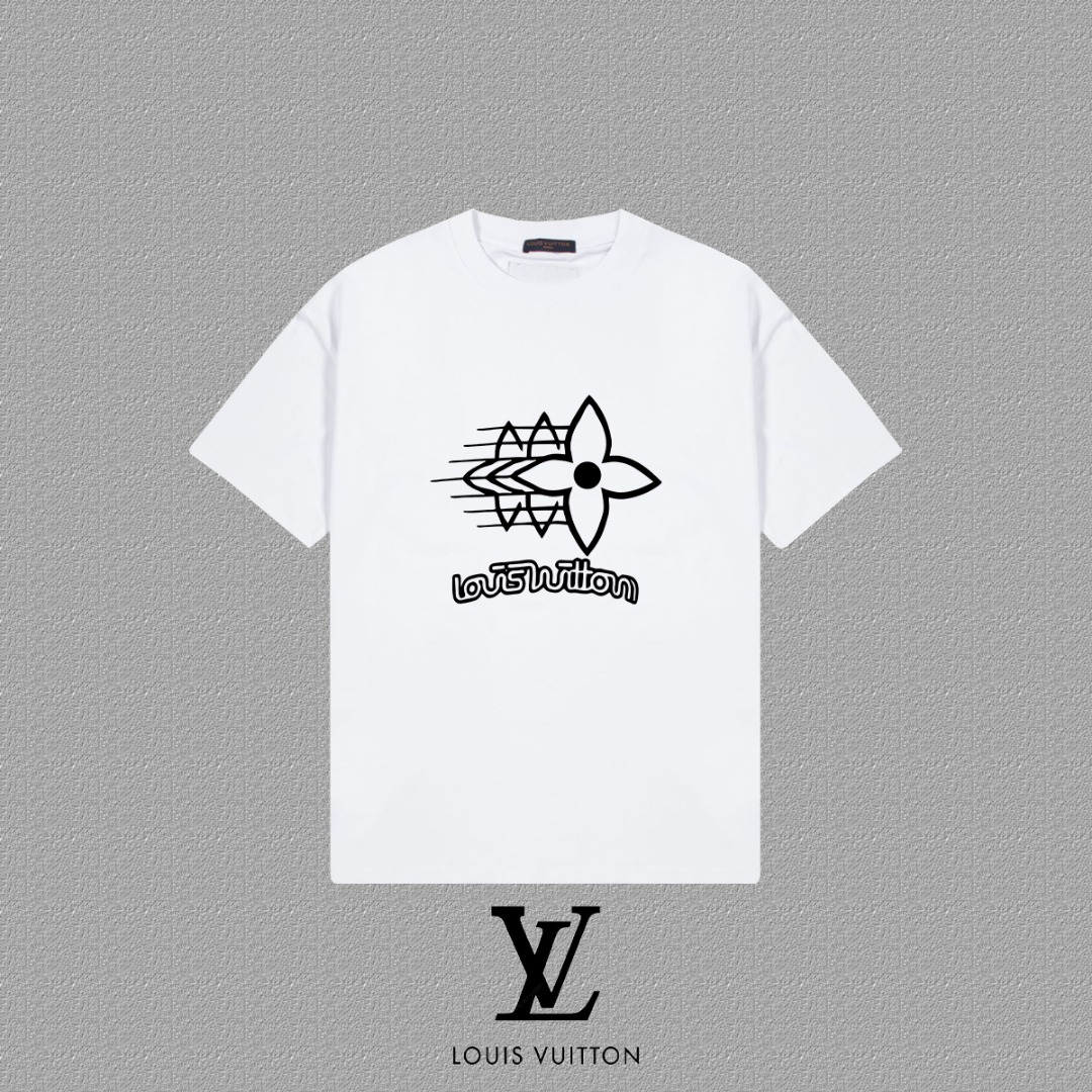 Louis Vuitton 2025FW Short Sleeve Cotton T-Shirt with LV Letter Print 2 o 1ihfuae7018n91lsp9671nul1a450