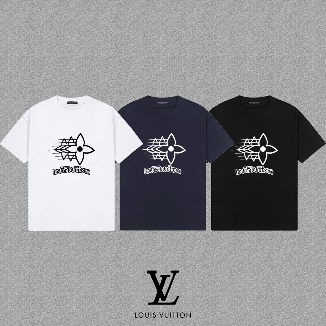 Louis Vuitton 2025FW Short Sleeve Cotton T-Shirt with LV Letter Print 4 o 1ihfuae714dvqmt19881qt91m4l1