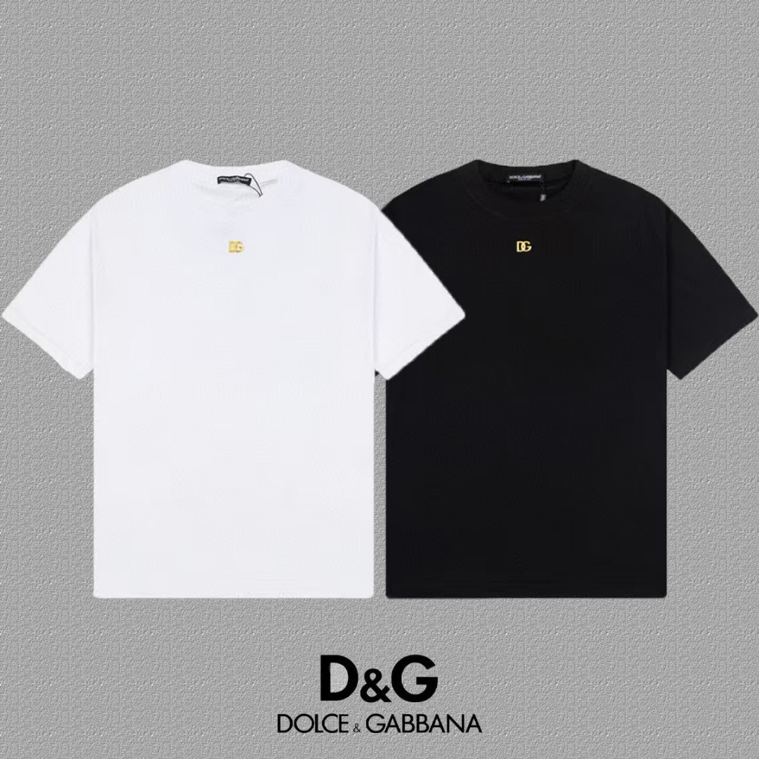 2024FW Classic Metal Letters Short Sleeve T-Shirts in Heavy Fabric, Black & White - 图片 3