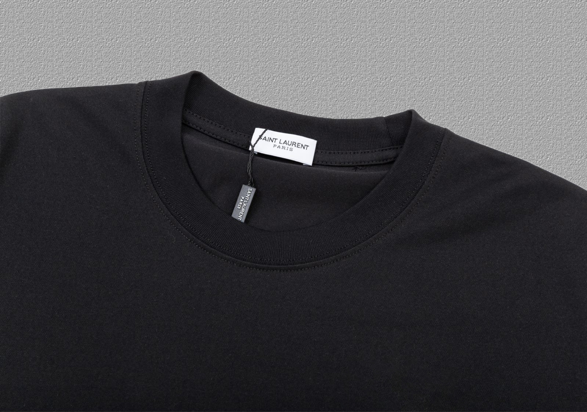 Luxury YSL St. Roland Short Sleeve T-Shirt with Classic Embroidery in Black and White - 图片 5