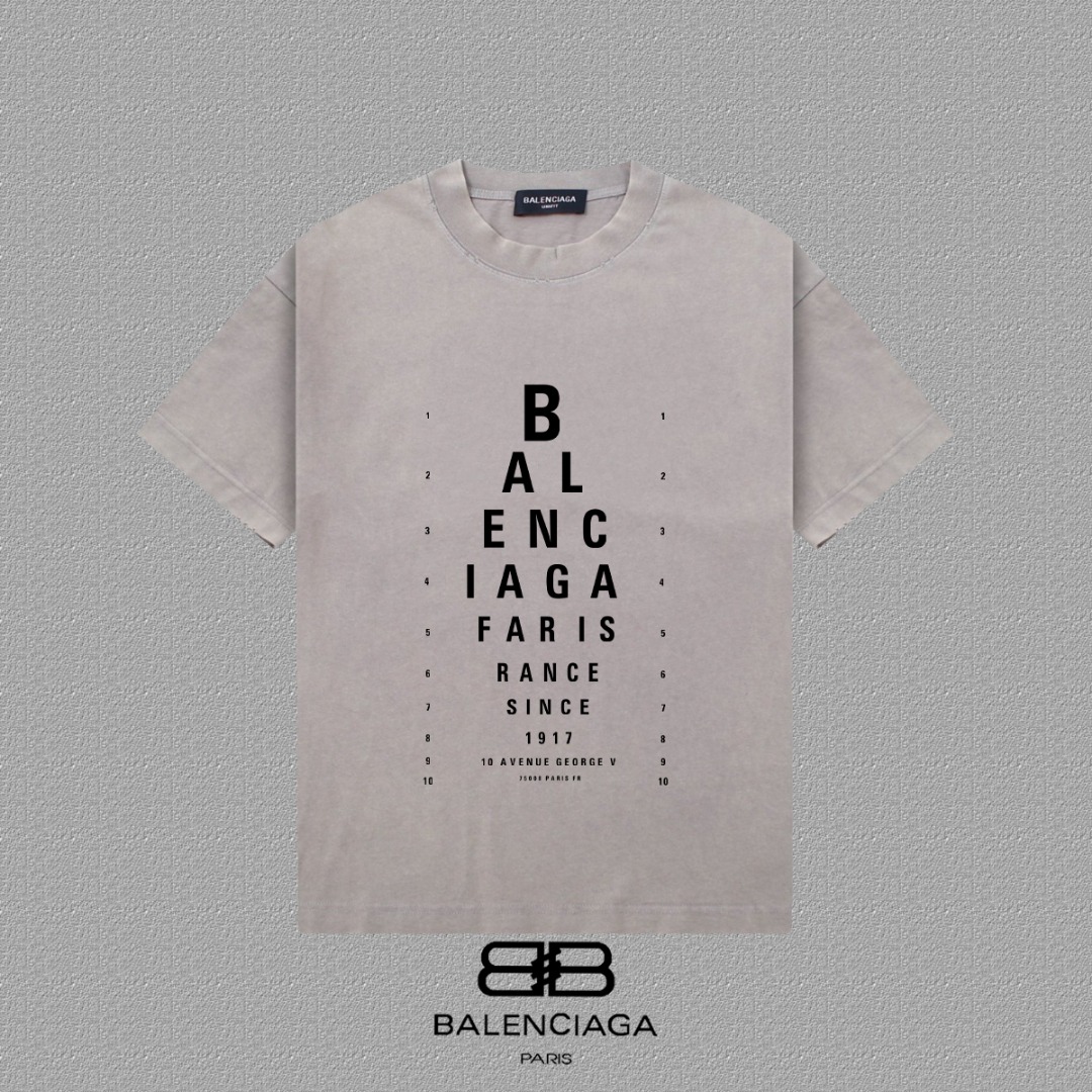 Camiseta de manga corta P90 [balenciaga] 2026FW, tejido de alta gama 26s de doble hilo de 300 g, lavada y rociada con a…