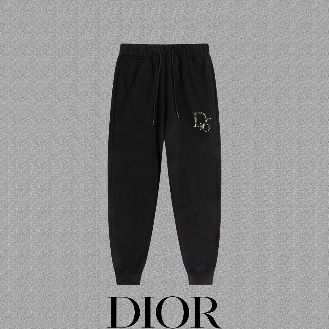 P125✨🔥 [Dior] 2026 nuevos pantalones y pantalones de chándal bordados de otoño e invierno Tejido de felpa pesado de 40…