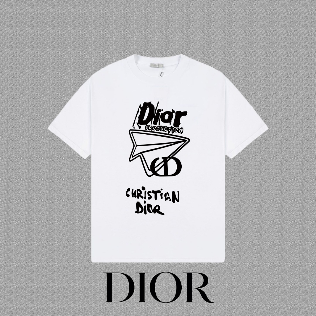 P80✨🔥 [Dior] Camiseta de manga corta 2026FW con estampado de LOGO, tejido de 300 g de hilo doble de alta gama 26s, tej…