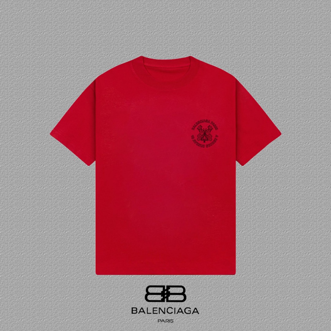 P70 [Balenciaga 巴黎世家] 2026FW Camiseta de manga corta con estampado de logo de letras, tela de doble hilo de 300g de alt…