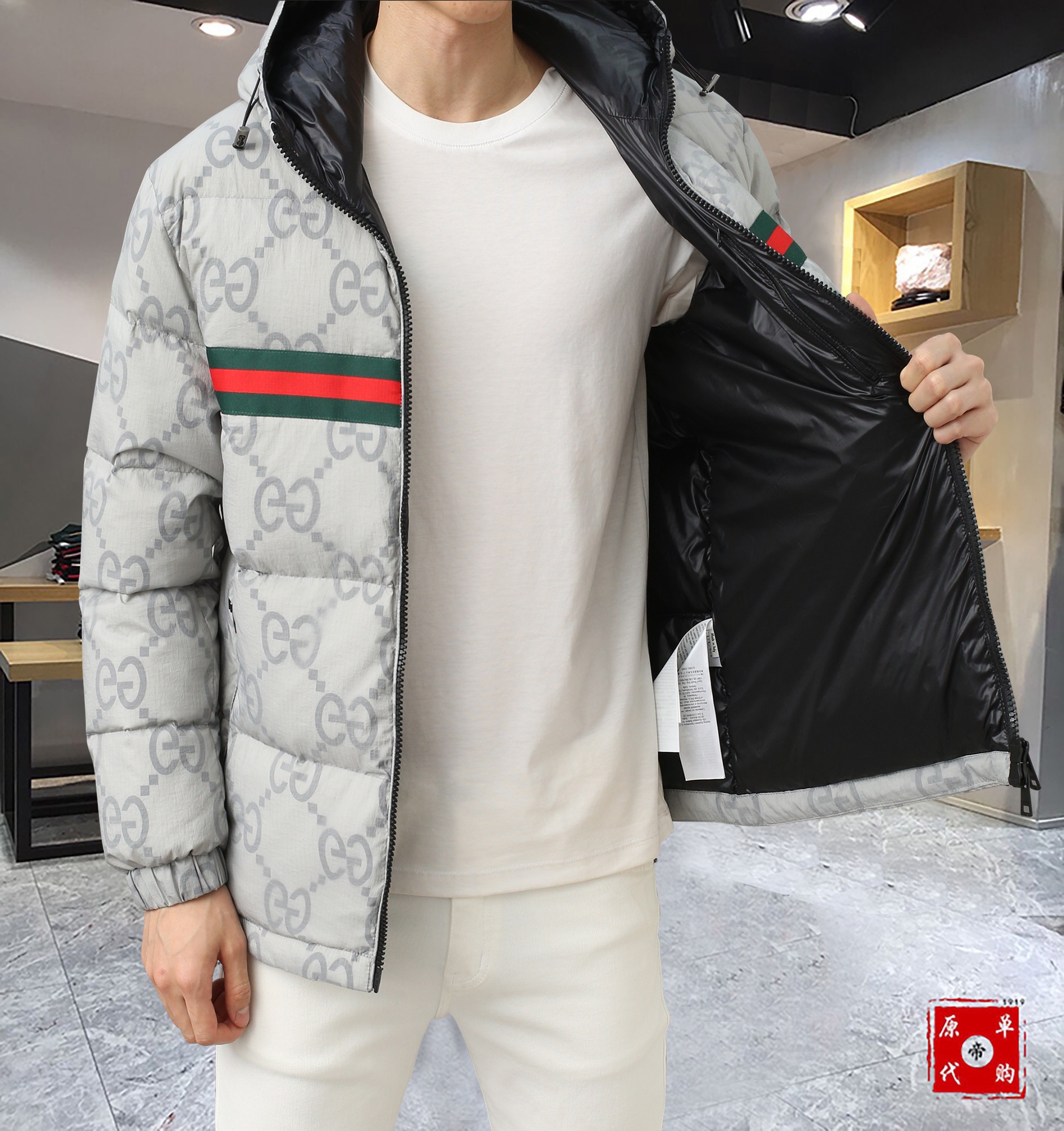 ， 古奇 秋冬新款🆕情侣款羽绒服 原版11订制五金配件、全进口原版定制、 欢迎专柜对比✨ 绝对的高品质 
