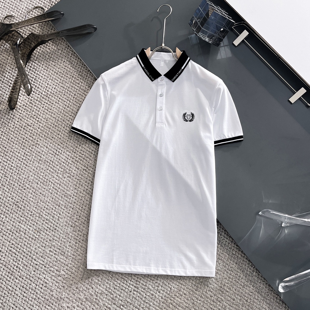 Dior Clothing Polo T-Shirt White Summer Collection Short Sleeve