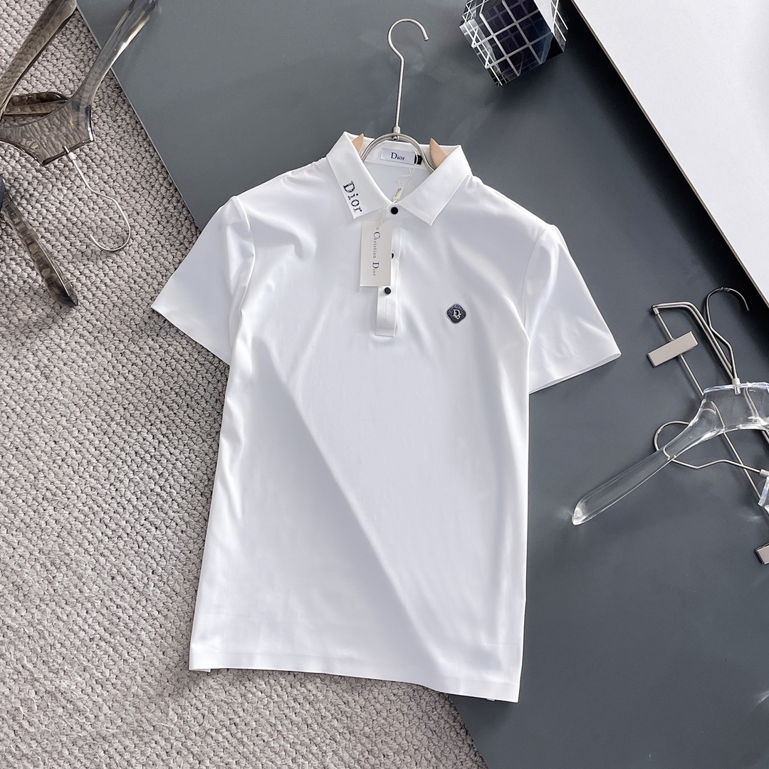 Dior Clothing Polo T-Shirt White Summer Collection Short Sleeve