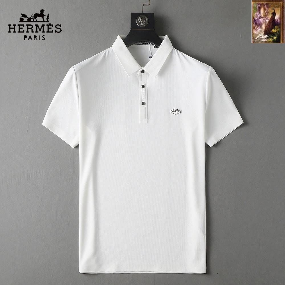 Hermes Vêtements Polo T-Shirt Blanc Série d’été Manches courtes