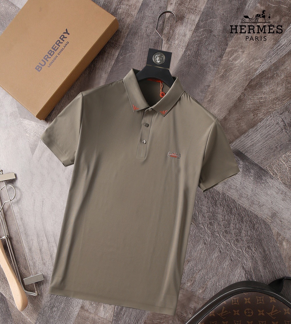 Hermes Vêtements Polo T-Shirt Meilleure réplique de luxe
 Blanc Série d’été Manches courtes