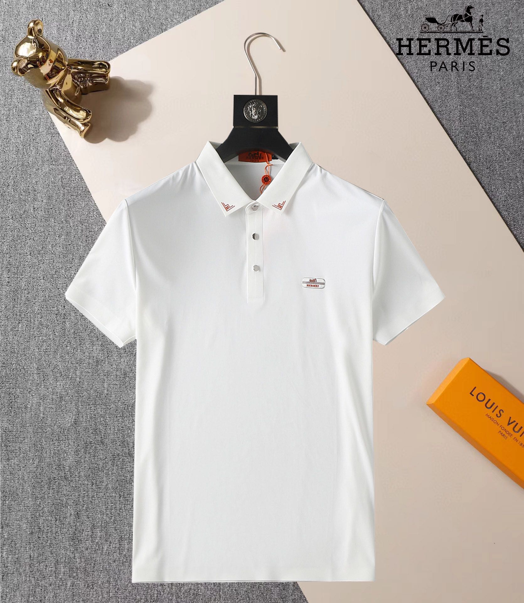 Boutique de créateurs en gros
 Hermes Vêtements Polo T-Shirt Blanc Série d’été Manches courtes