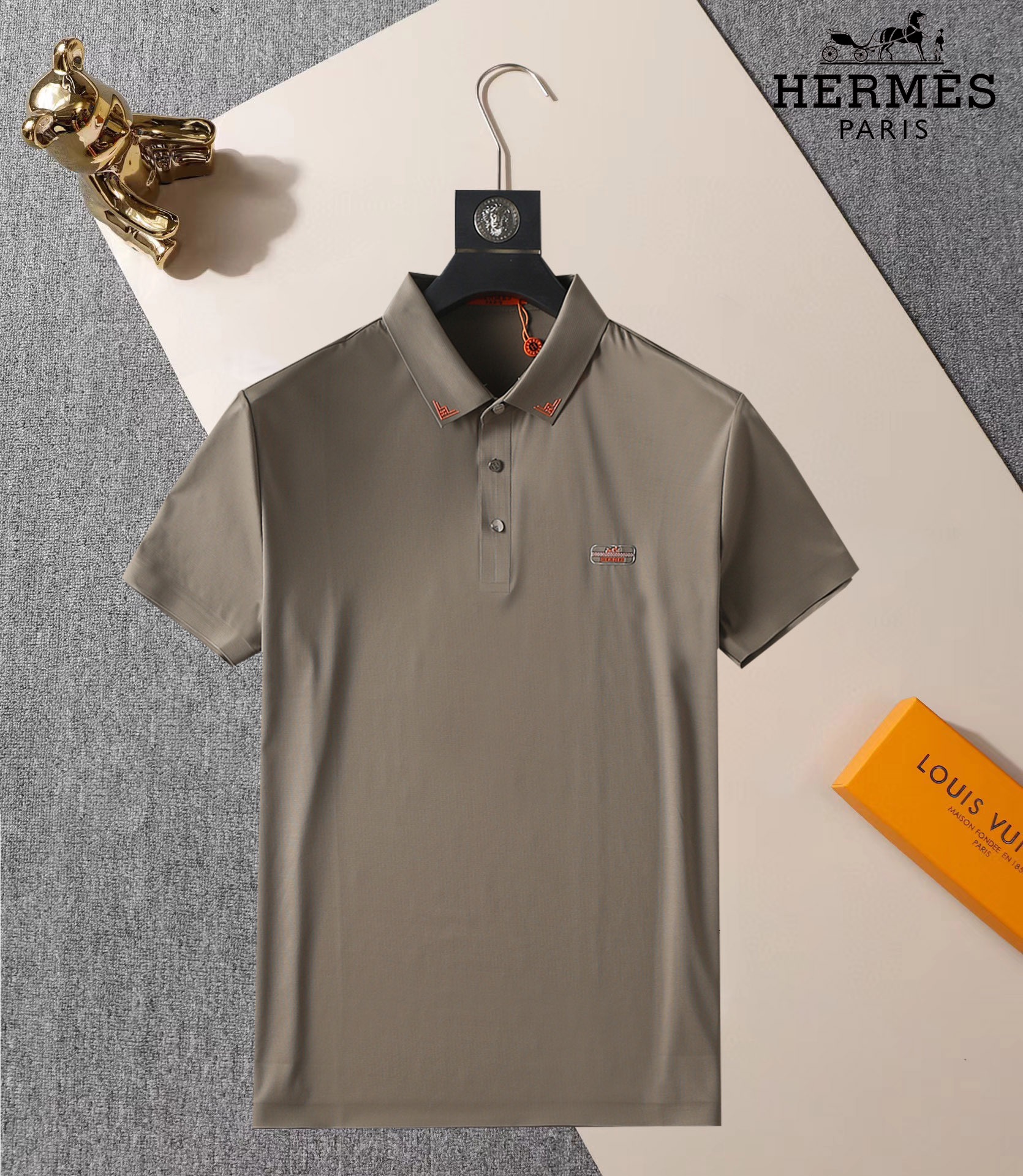 Hermes Vêtements Polo T-Shirt Blanc Série d’été Manches courtes