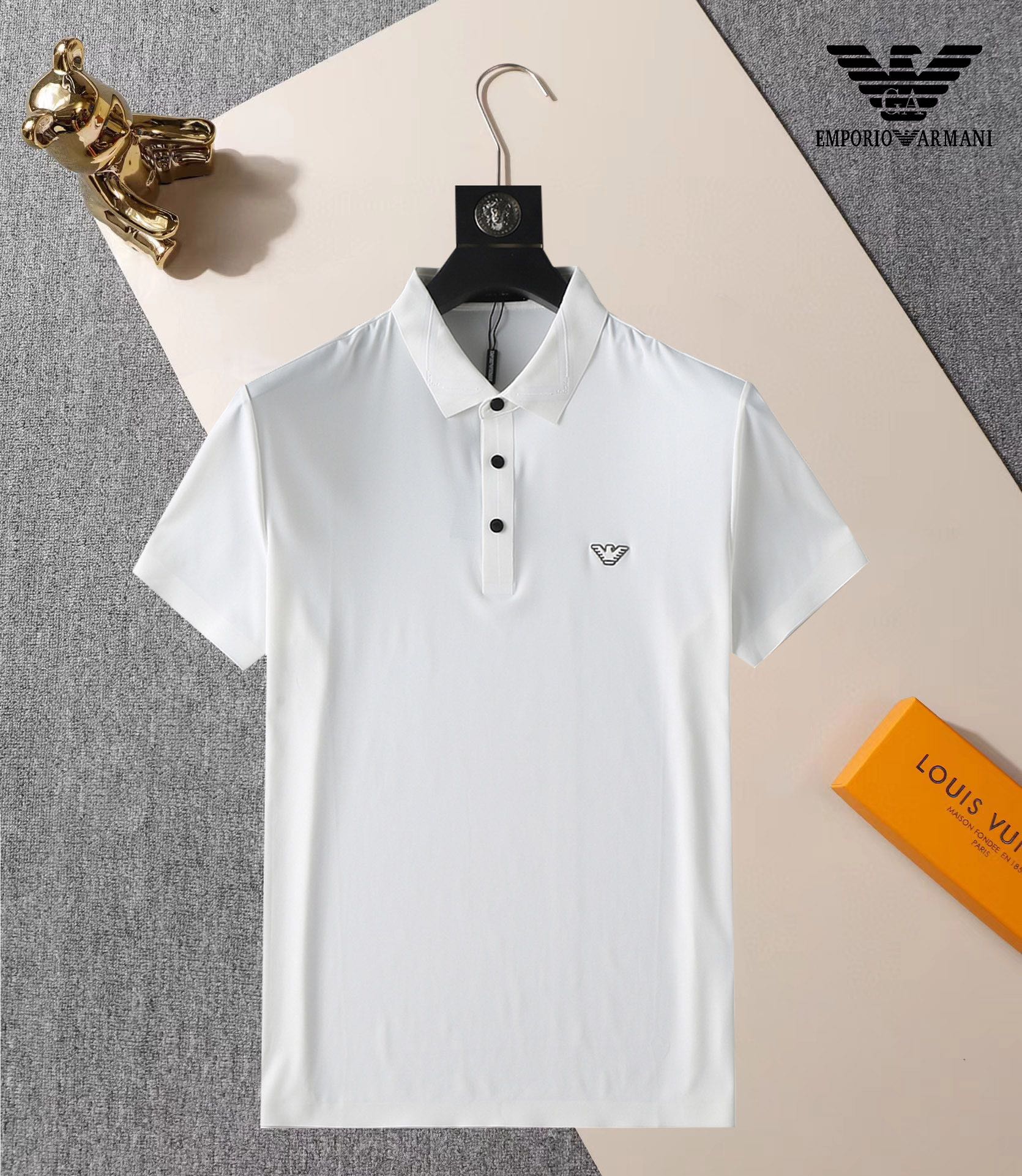 Armani Kleidung Polo T-Shirt Weiß Sommerkollektion Kurzarm