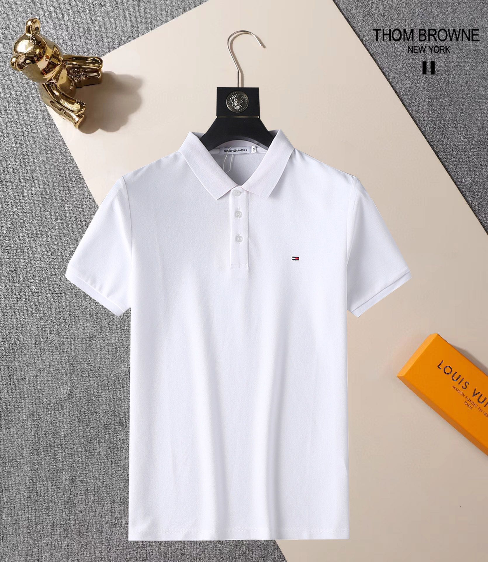 Thom Browne Kleidung Polo T-Shirt Weiß Sommerkollektion Kurzarm