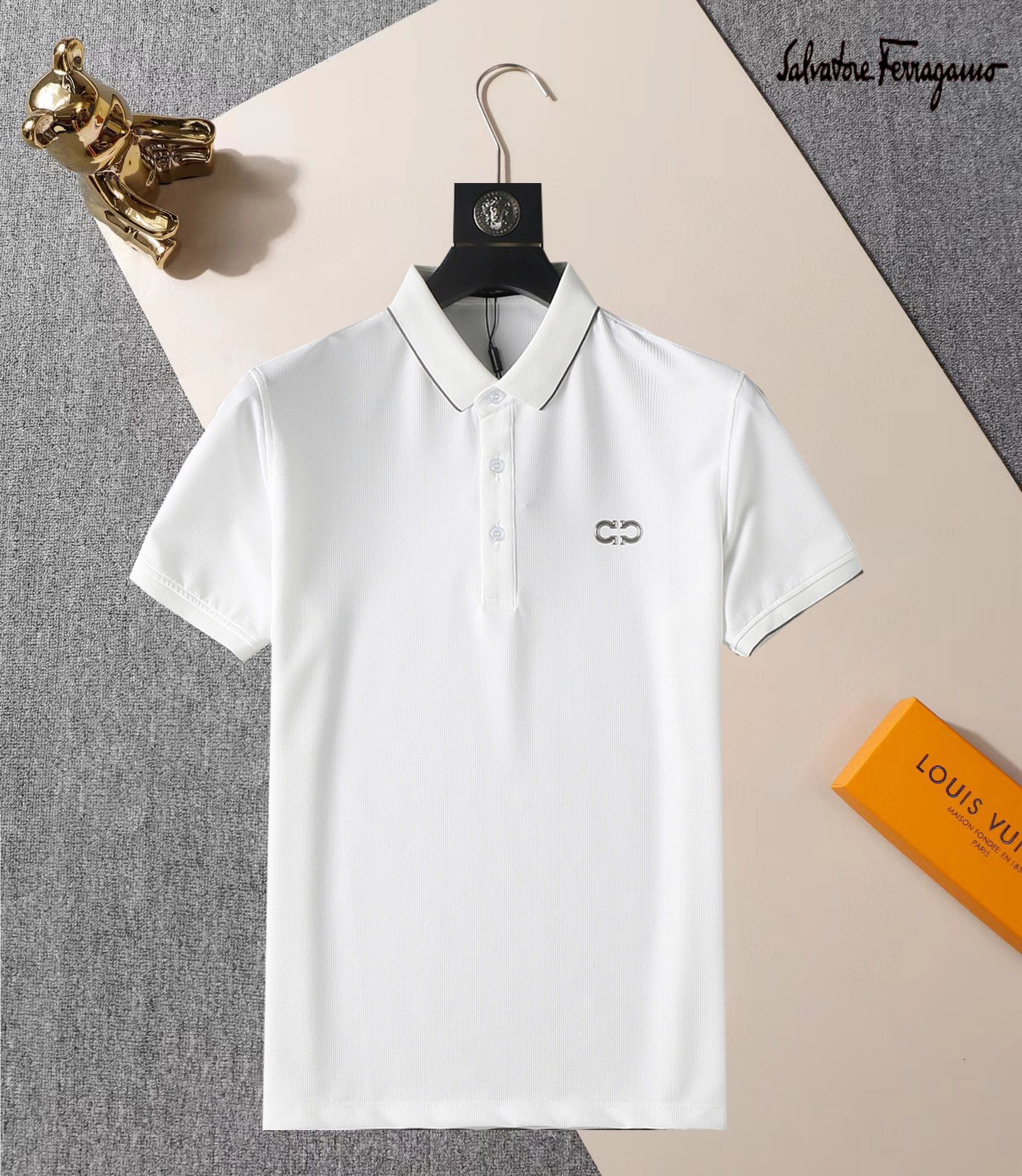 Ferragamo Kleidung Polo T-Shirt Weiß Sommerkollektion Kurzarm