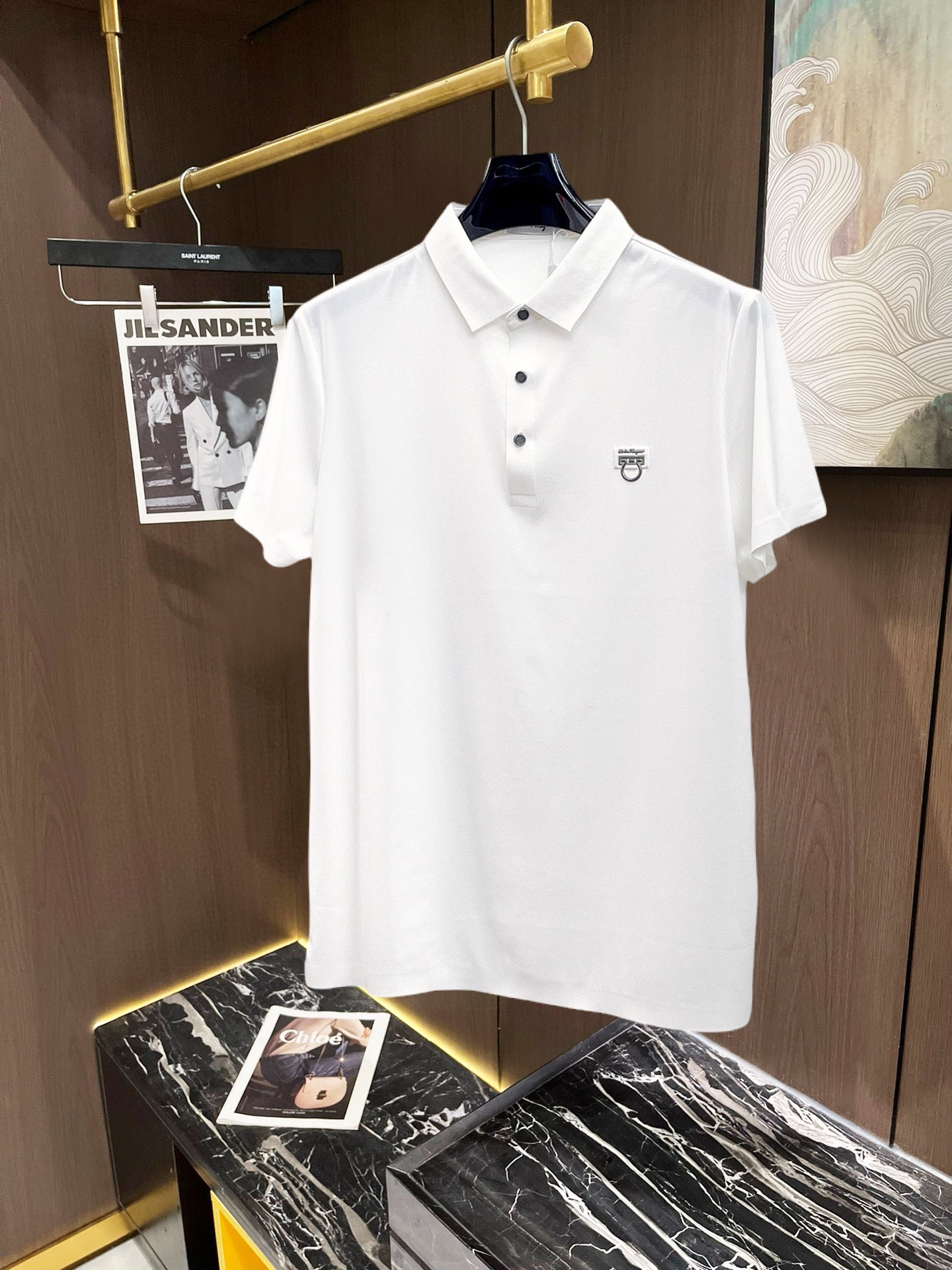 Ferragamo Ropa Polo Camiseta Blanco Colección de verano Manga corta