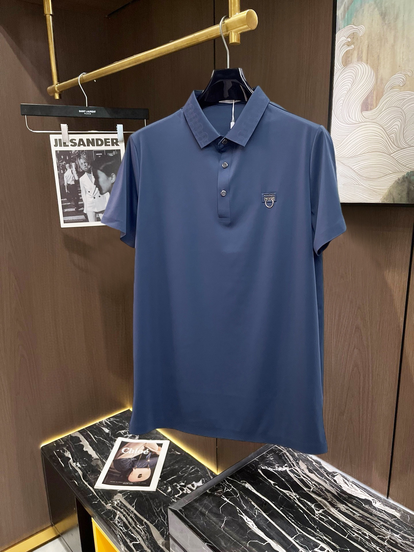 Ferragamo Ropa Polo Camiseta Réplica de diseñador tiendas
 Blanco Colección verano Manga corta