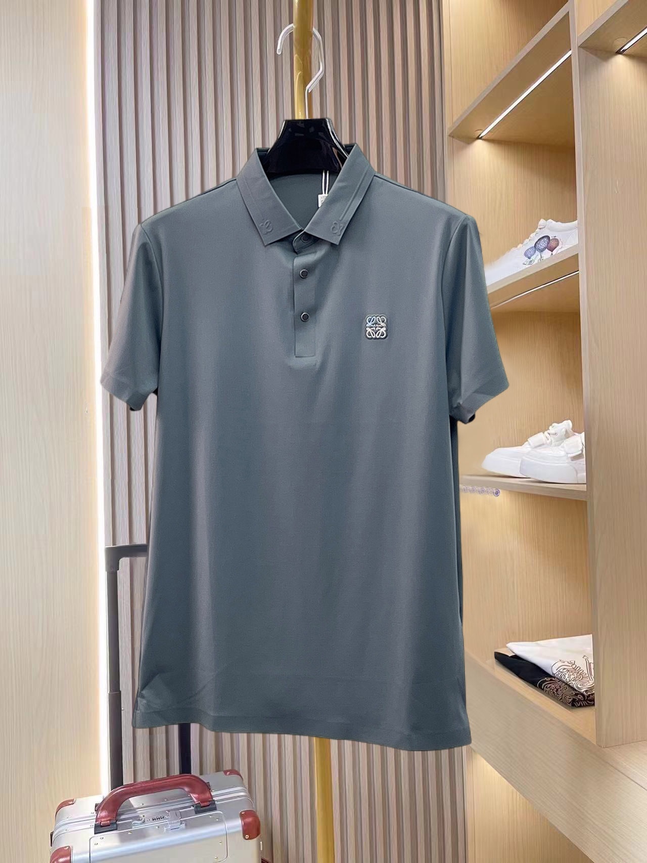 Loewe Kleidung Polo T-Shirt Weiß Sommerkollektion Kurzarm