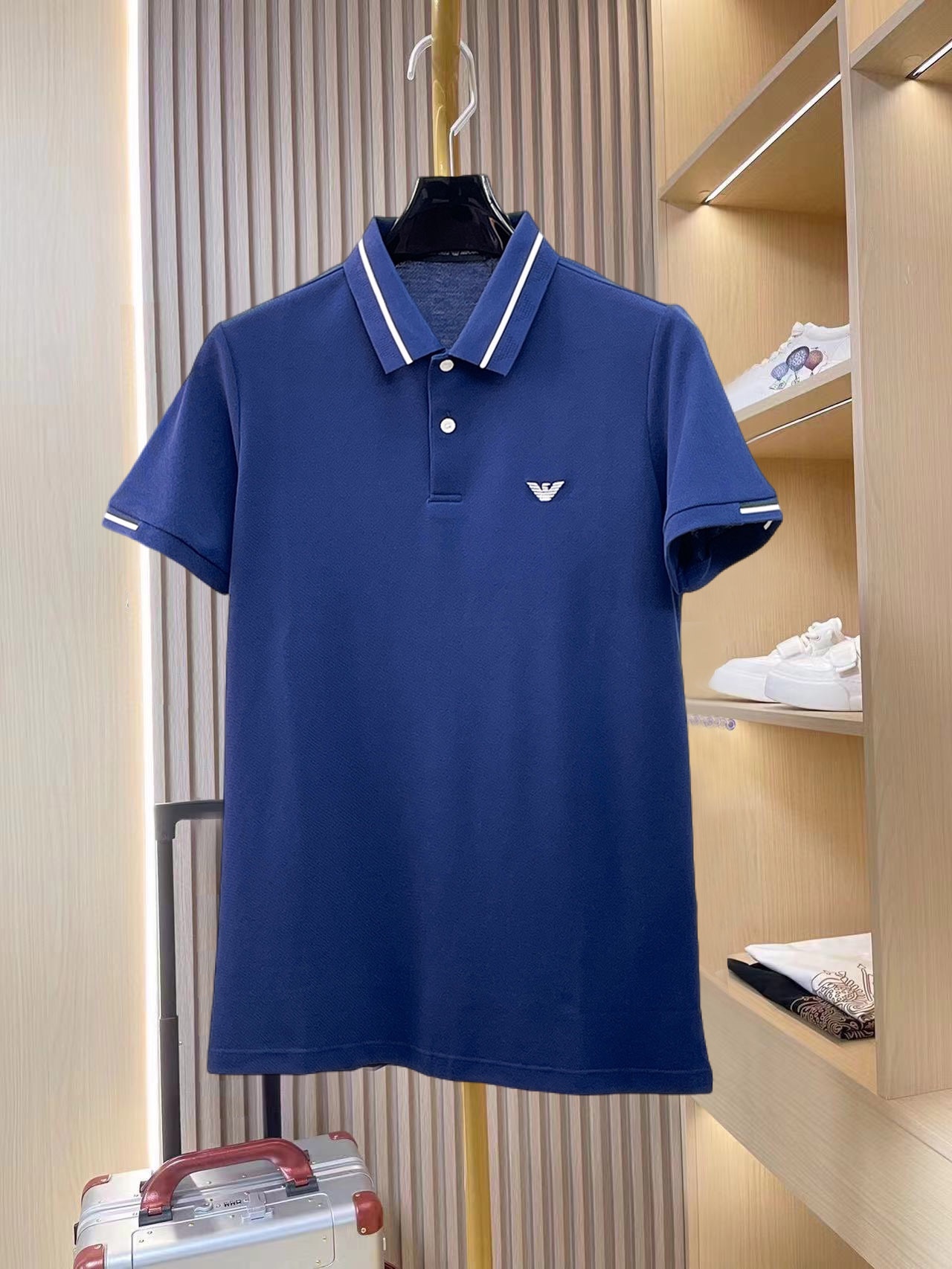 Armani Kleidung Polo T-Shirt Weiß Sommerkollektion Kurzarm