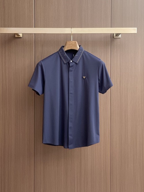 Prada Men's Slim-Fit Ice Silk Short Sleeve Button-Down Shirt