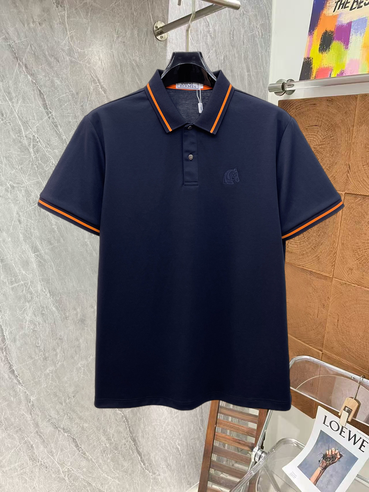 Hermès 爱马仕 高端商务 白领 单位人士必入单品 无痕压胶冰丝休闲商务短袖Polo 科技面料