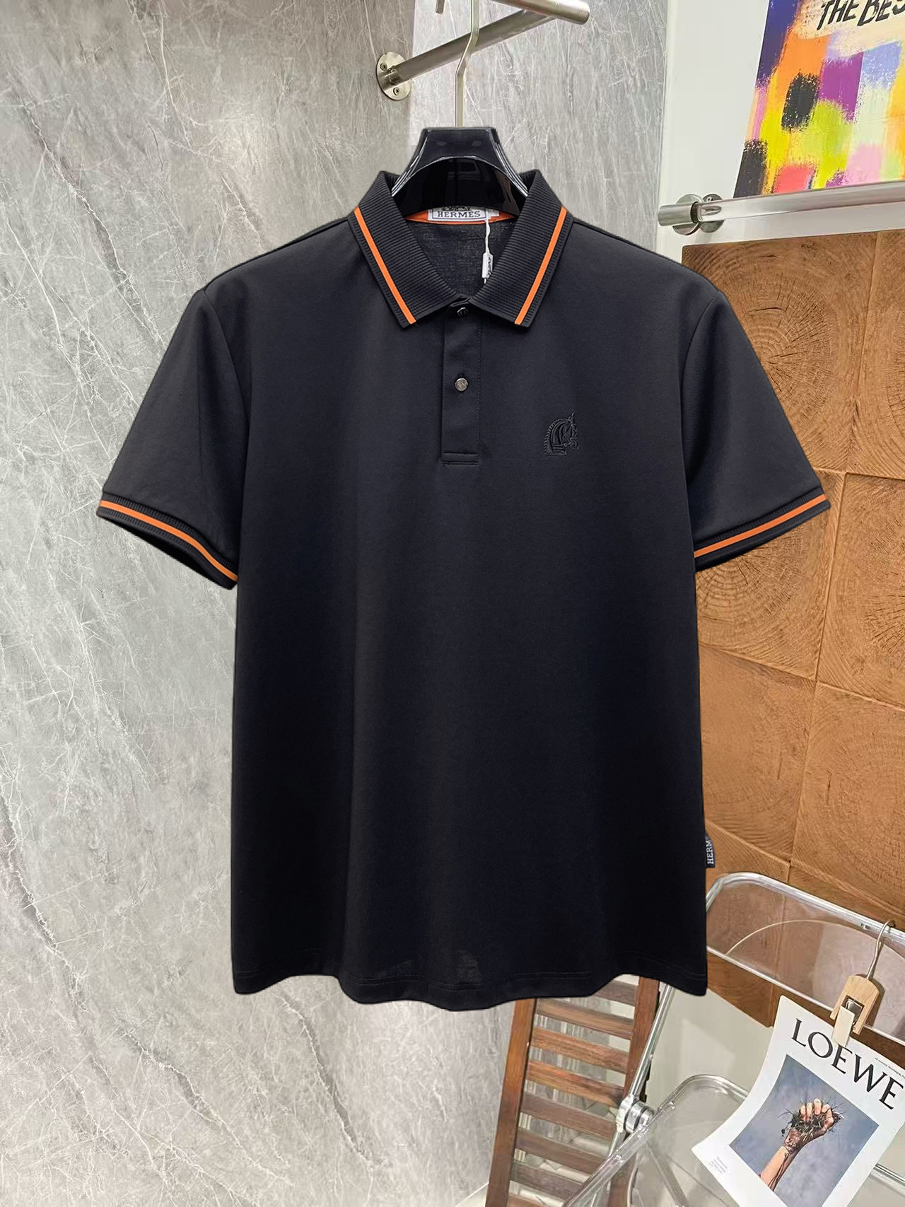Hermès 爱马仕 高端商务 白领 单位人士必入单品 无痕压胶冰丝休闲商务短袖Polo 科技面料
