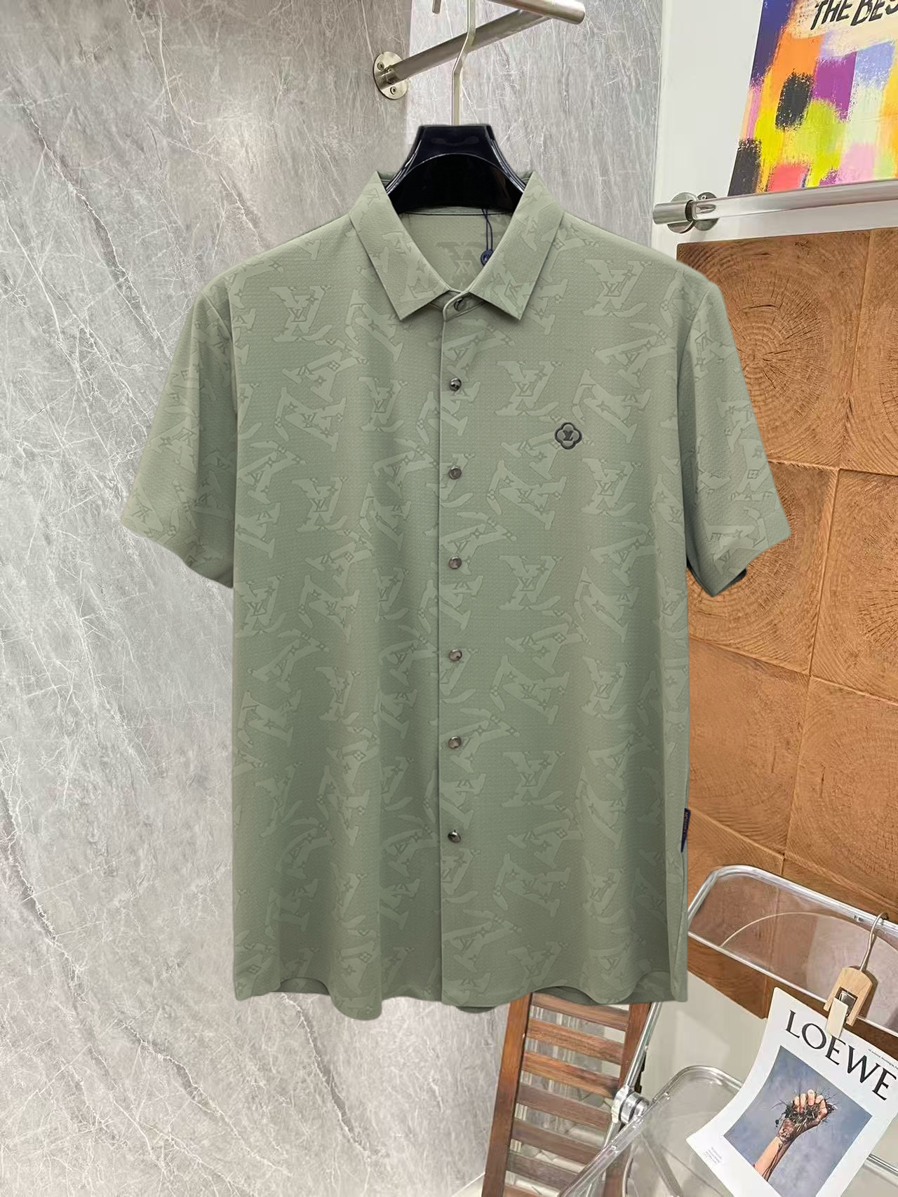 Louis Vuitton LV 高端商务 白领 单位人士必入单品 无痕压胶冰丝休闲商务短袖衬衫 科技面料 冰丝无痕