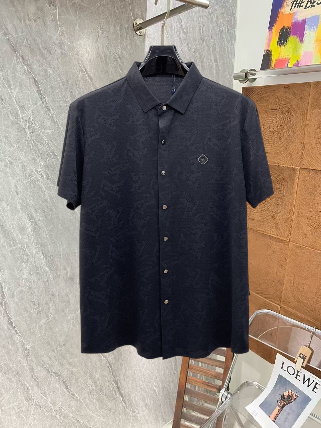 Louis Vuitton LV 高端商务 白领 单位人士必入单品 无痕压胶冰丝休闲商务短袖衬衫 科技面料 冰丝无痕