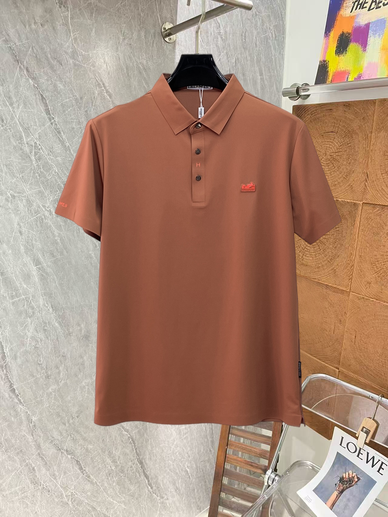 Hermès 爱马仕 高端商务 白领 单位人士必入单品 无痕压胶冰丝休闲商务短袖Polo 科技面料