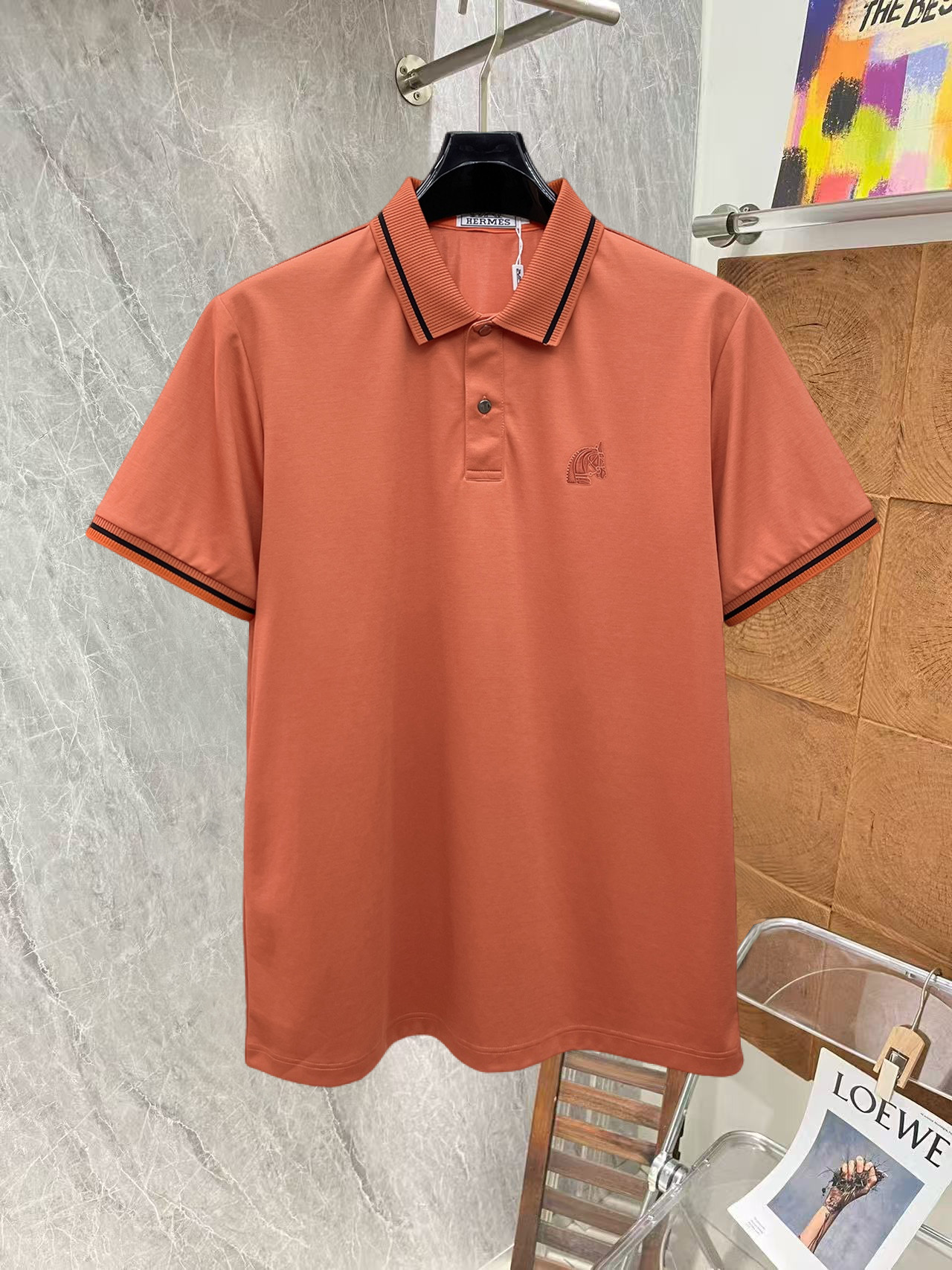 Hermès 爱马仕 高端商务 白领 单位人士必入单品 无痕压胶冰丝休闲商务短袖Polo 科技面料