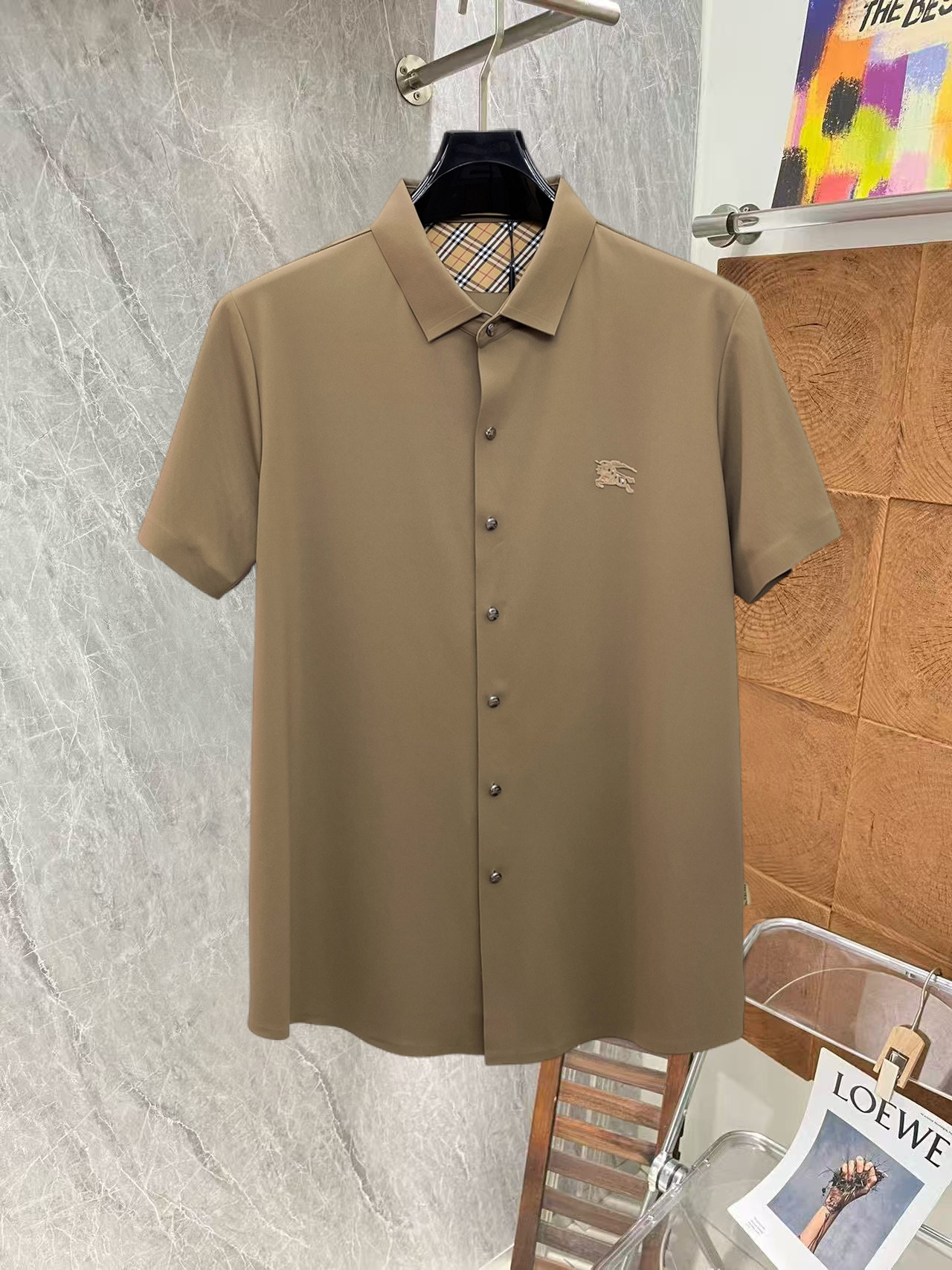 Burberry 巴宝莉 高端商务 白领 单位人士必入单品 无痕压胶冰丝休闲商务短袖衬衫 科技面料