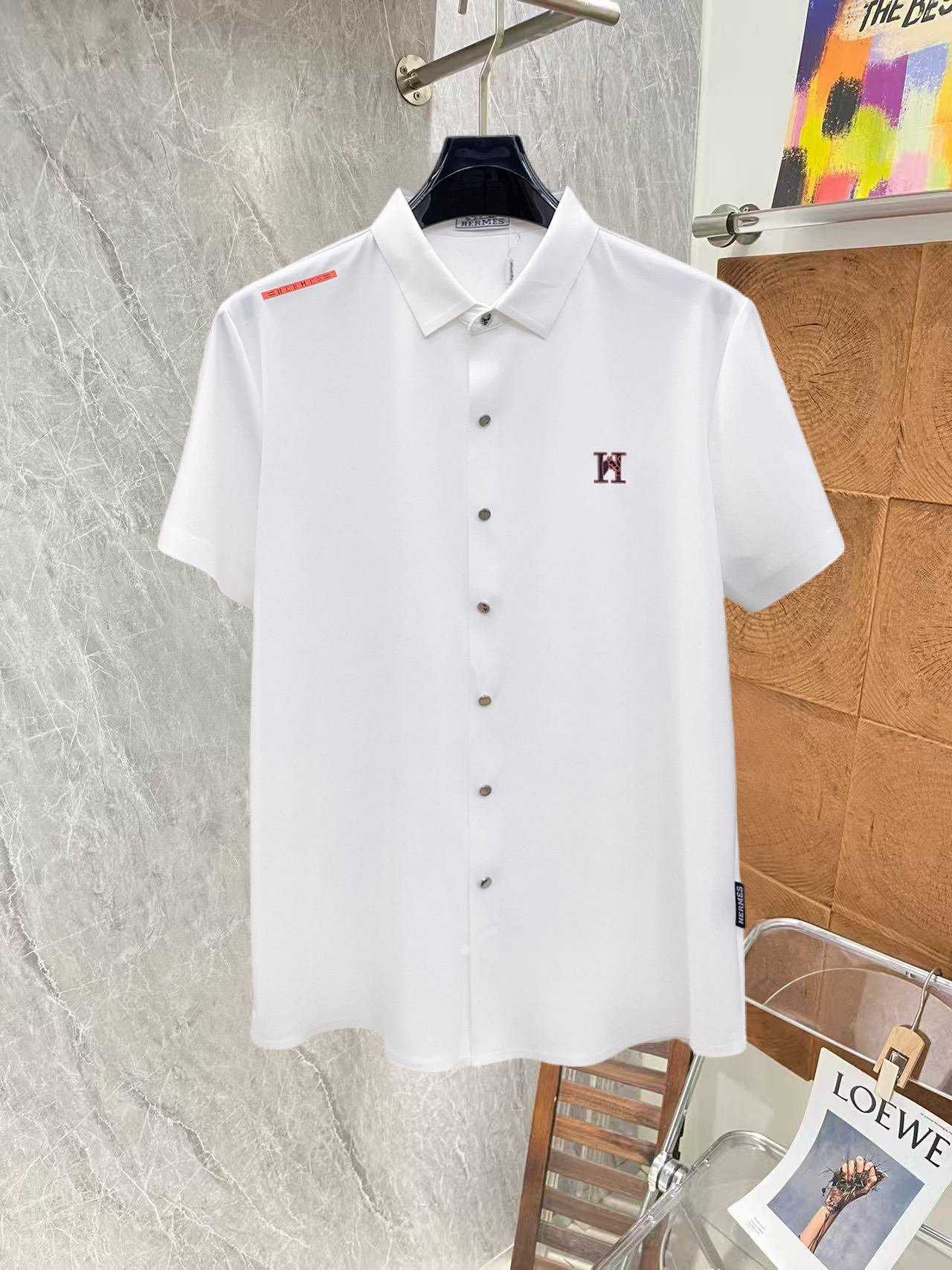 Hermès 爱马仕 高端商务 白领 单位人士必入单品 无痕压胶冰丝休闲商务短袖衬衫 科技面料