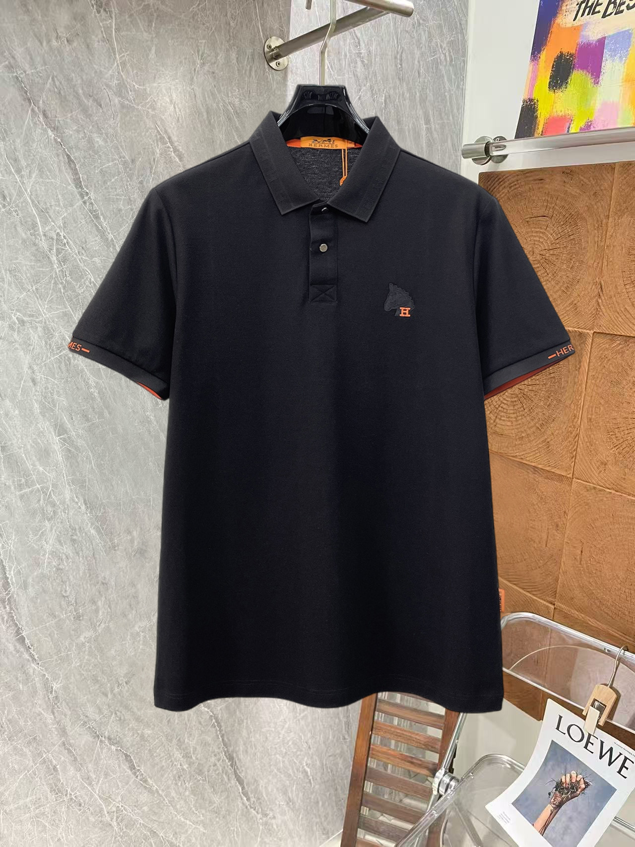 Hermès 爱马仕 高端货商务 白领 单位人士必入单品 珠地面料休闲商务短袖Polo 科技面料