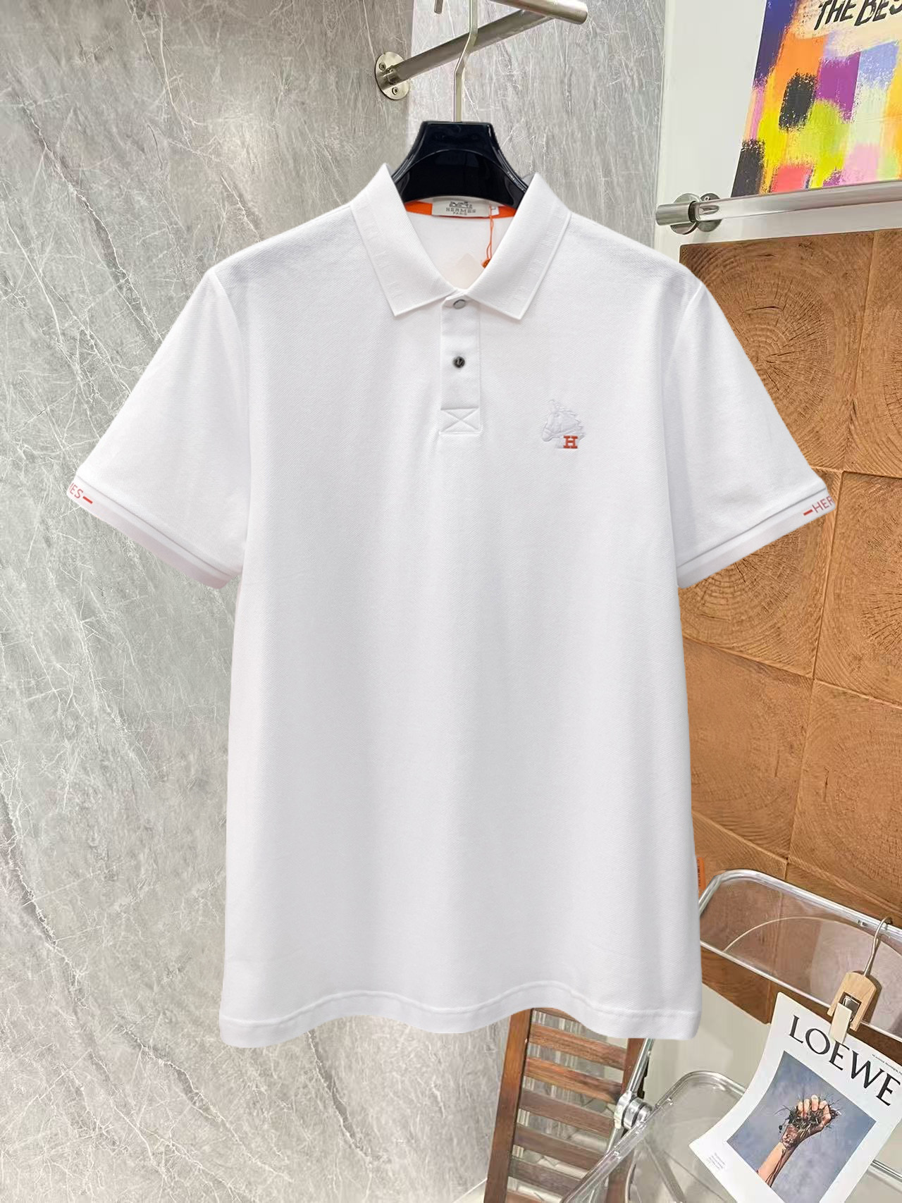 Hermès 爱马仕 高端货商务 白领 单位人士必入单品 珠地面料休闲商务短袖Polo 科技面料