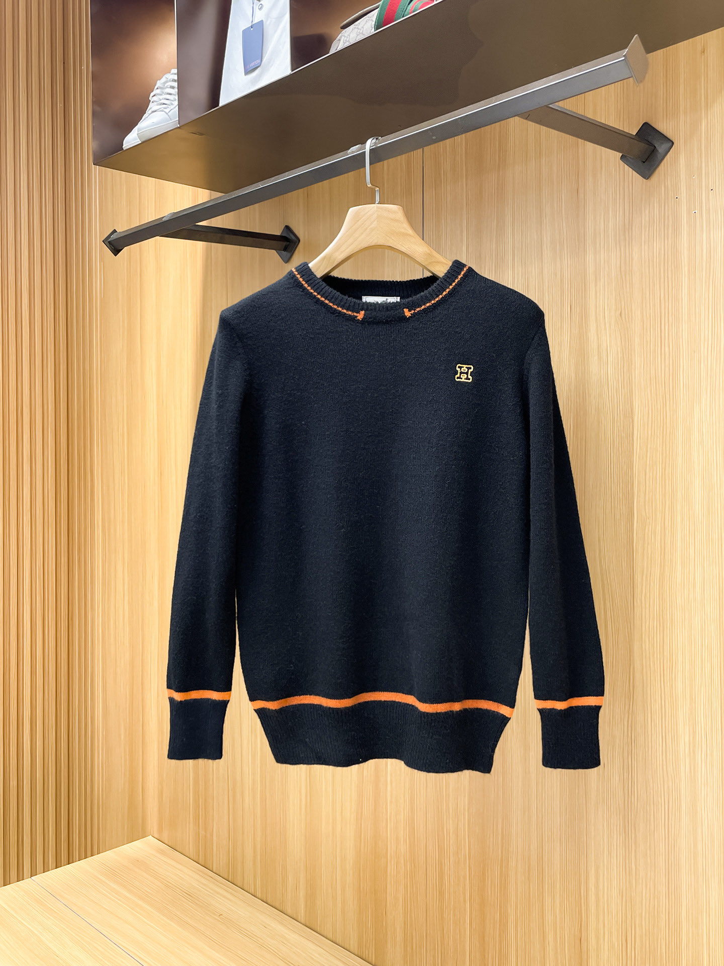 Hermes Navy Contrast Trim Sweater
