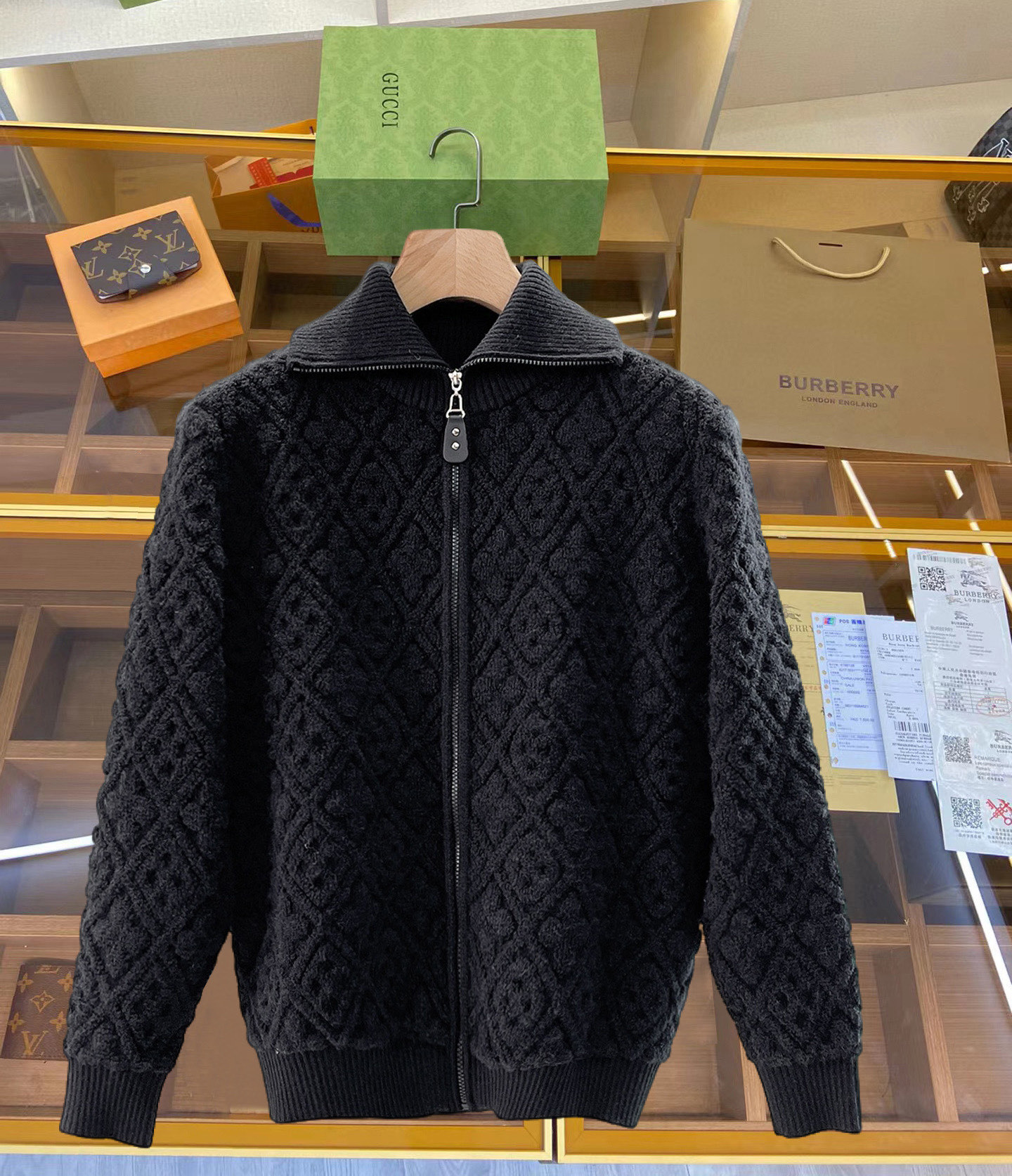 Louis Vuitton Black Cable Knit Zip Jacket