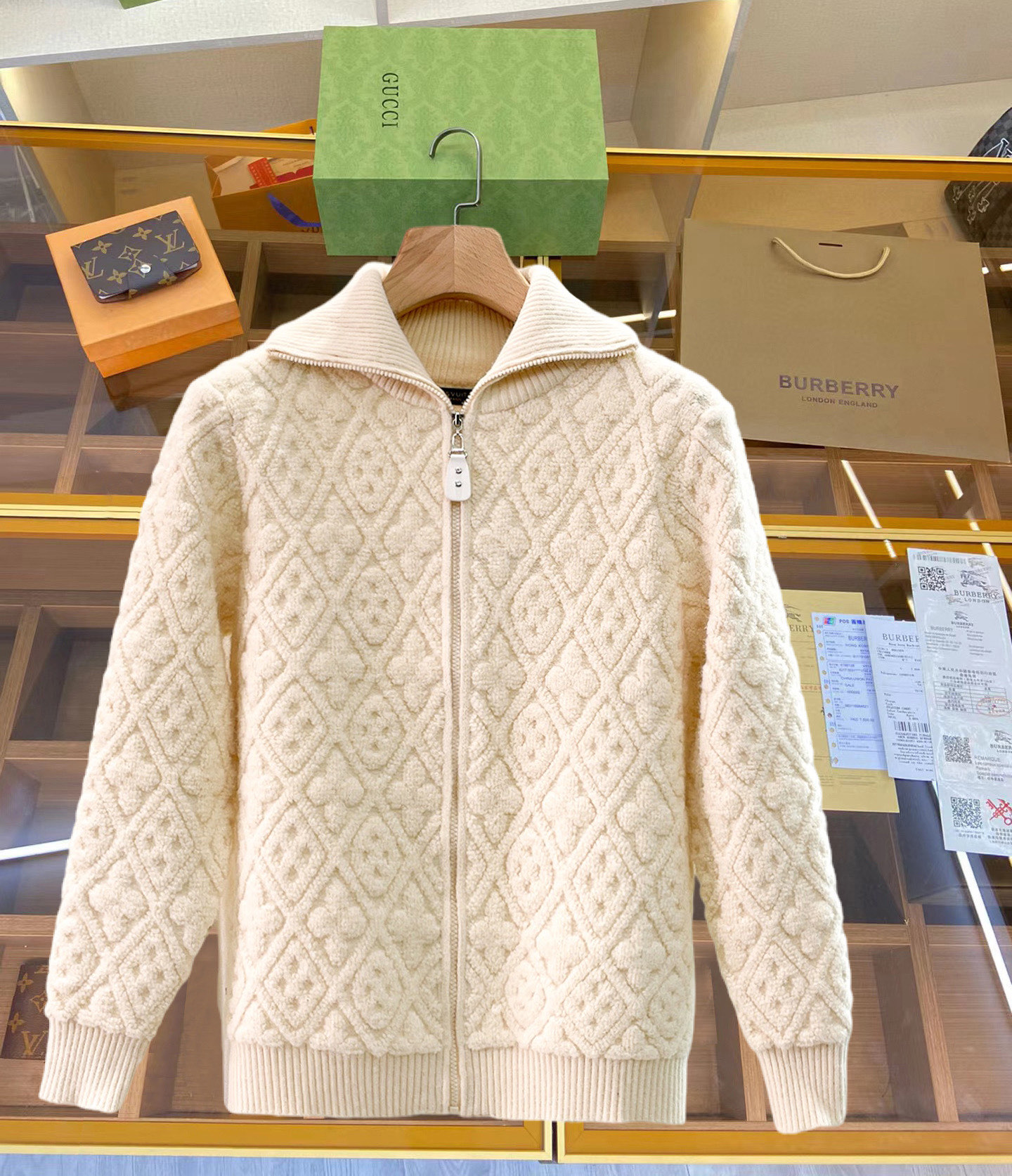 Louis Vuitton Cream Cable Knit Zip Jacket
