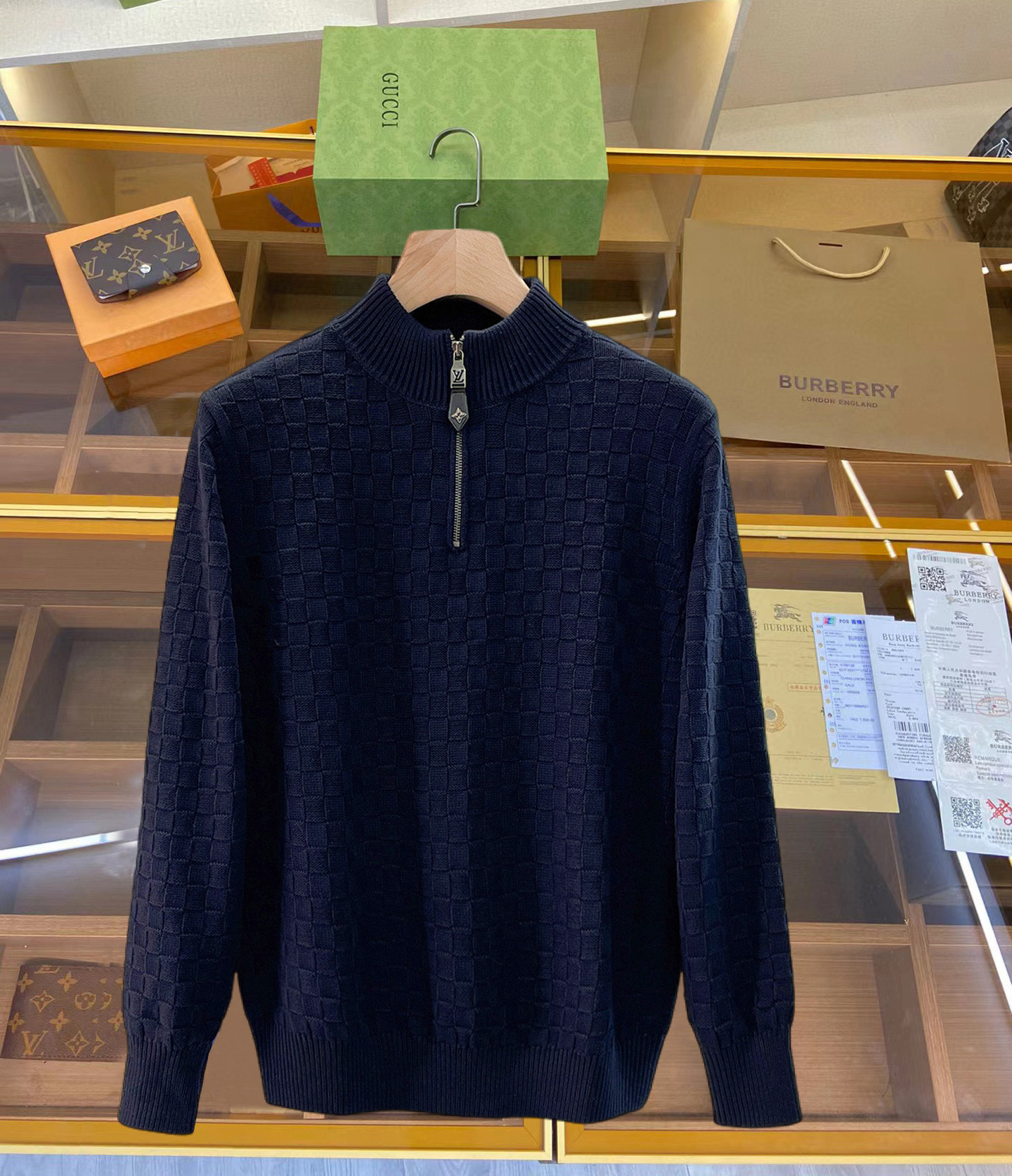Louis Vuitton Navy Half Zip Sweater