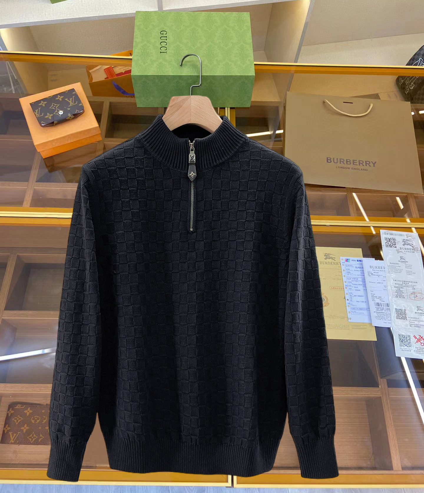 Louis Vuitton Black Half Zip Sweater
