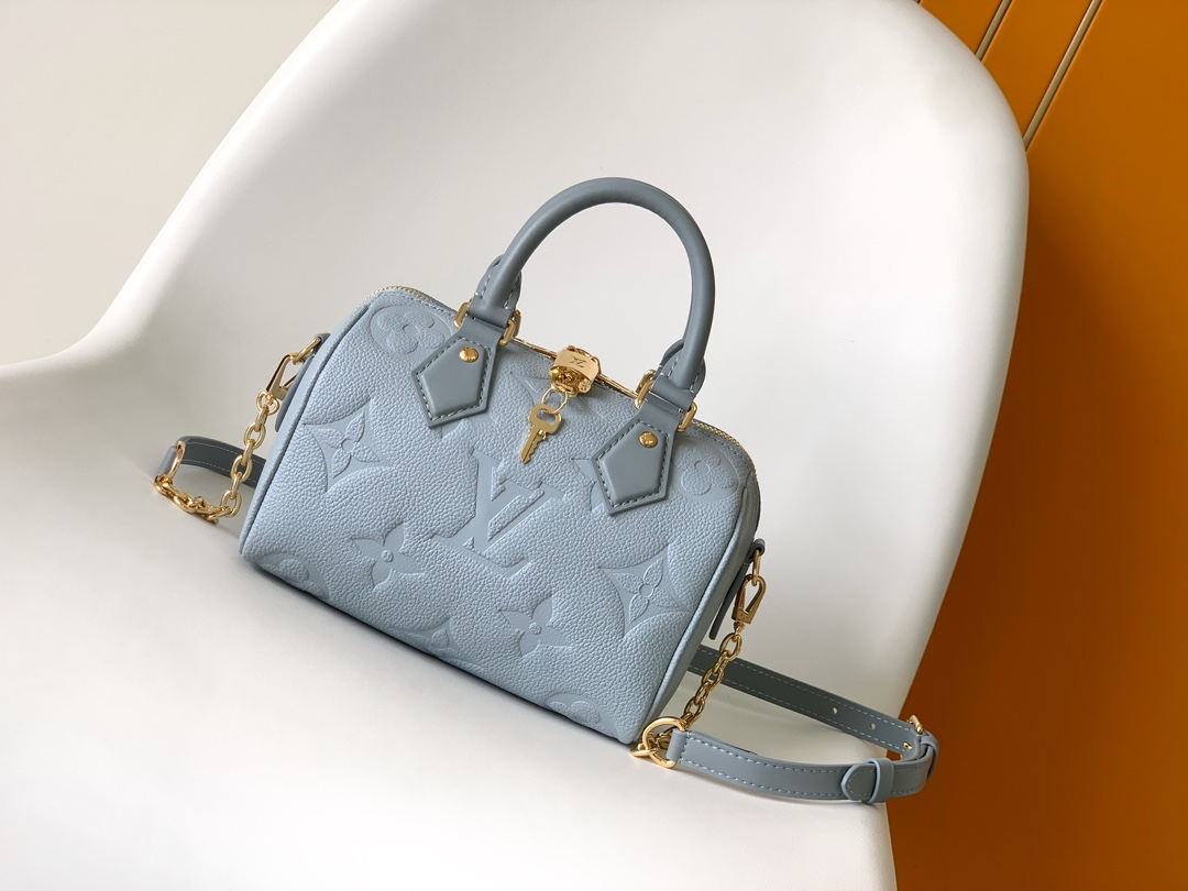 Louis Vuitton LV Speedy Tassen handtassen Zwart Blauw Grijs Wit Empreinte​ Koeienhuid M46484