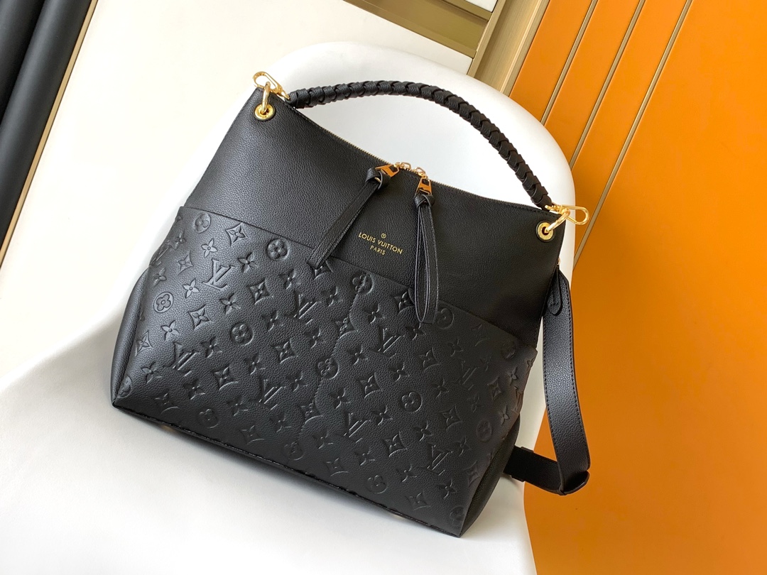 Louis Vuitton Handbags Tote Bags Black Weave Monogram Canvas Fashion M45522