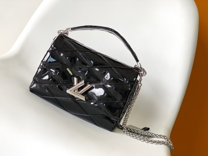 Louis Vuitton GO-14 Medium Black Quilted Lambskin Twist-Lock Shoulder Bag 1 Louis Vuitton GO-14 Medium Black Quilted Lambskin Twist-Lock Shoulder Bag
