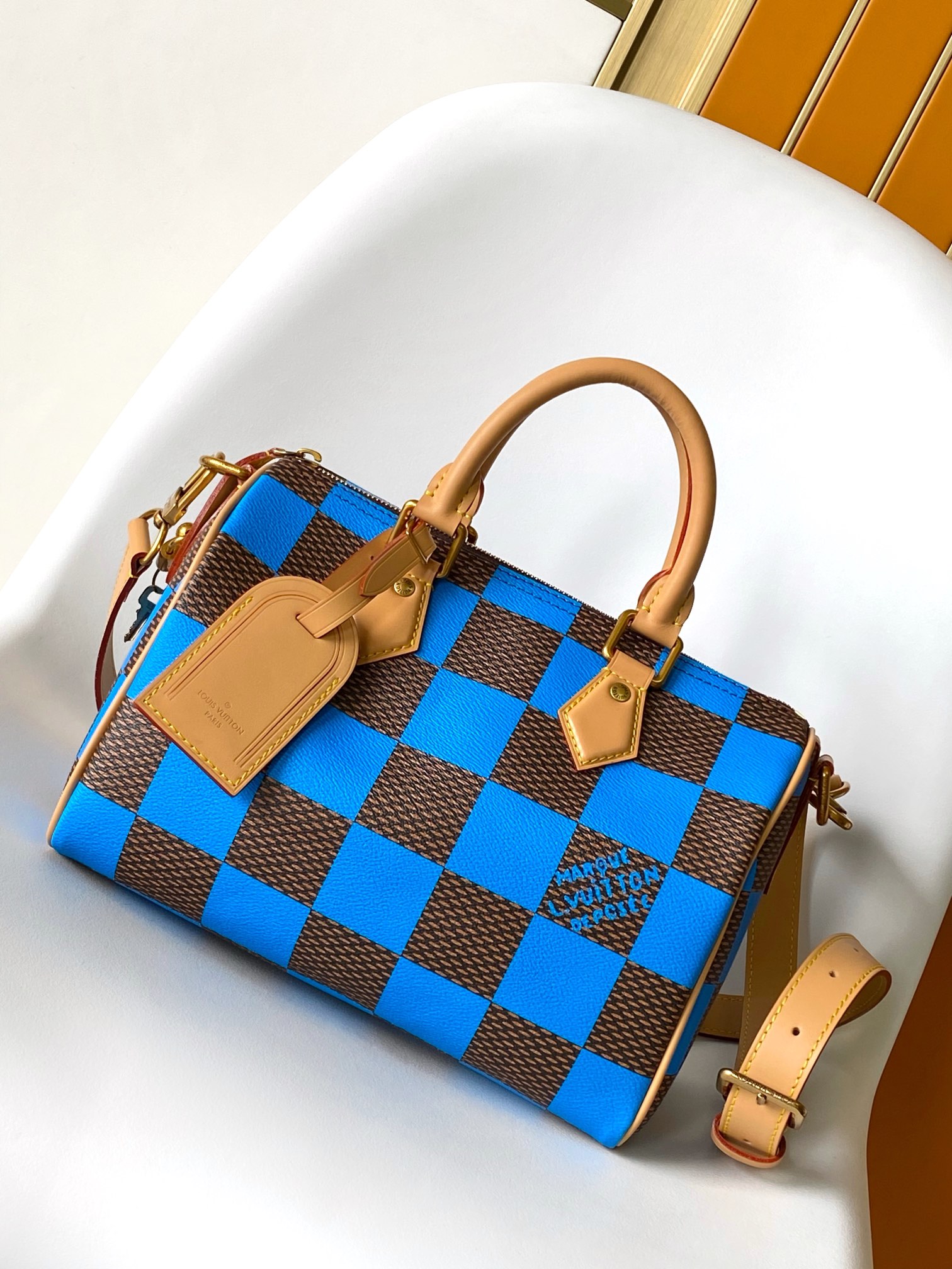 Louis Vuitton LV Speedy Taschen Handtaschen Replik -Designer
 Blau Grün Rot Gelb Leinwand Rindsleder Gewebe N40611