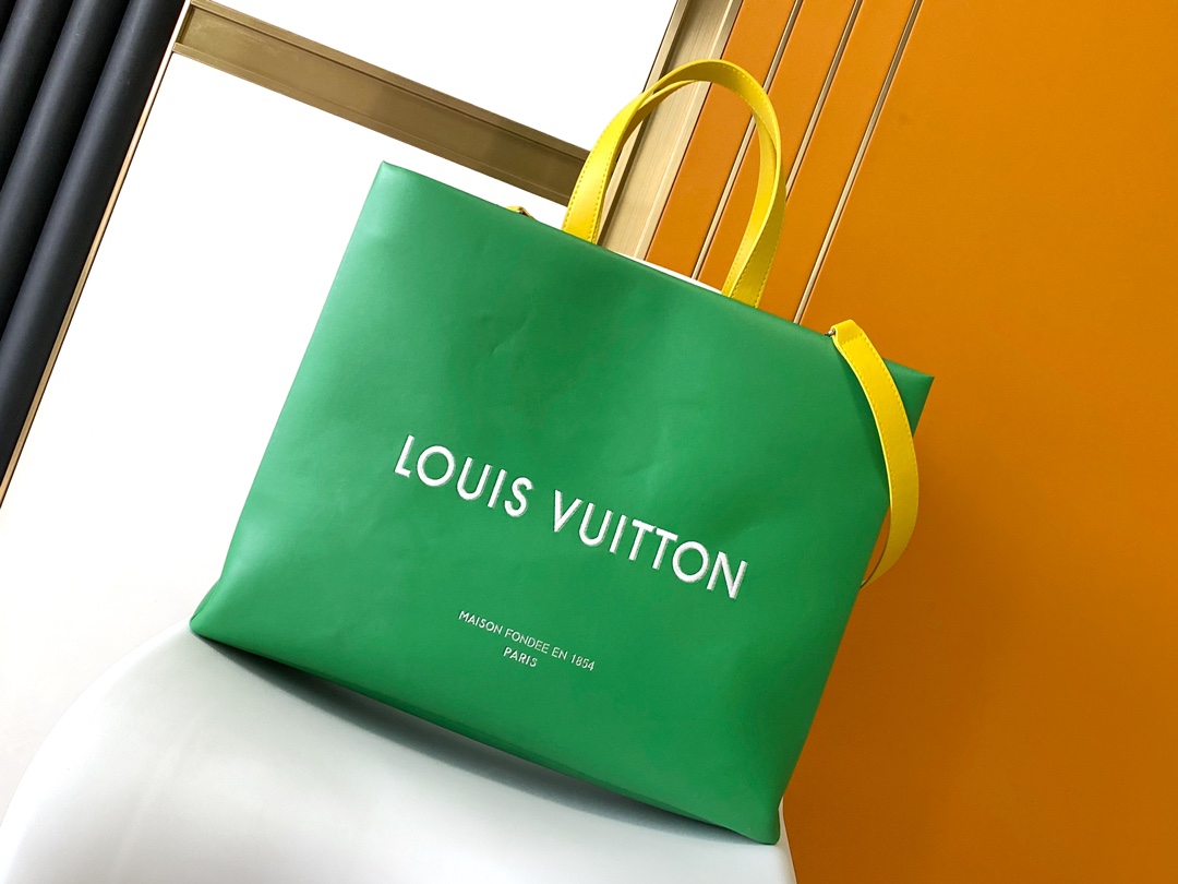Louis Vuitton Sacs À Main Sacs Cabas Bleu Vert Jaune Cuir de vache Tissu M24457