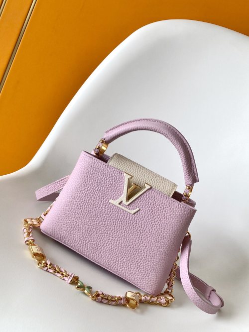 Louis Vuitton Capucines Mini Handbag in Pink Taurillon Leather with Chain 1 Louis Vuitton Capucines Mini Handbag in Pink Taurillon Leather with Chain