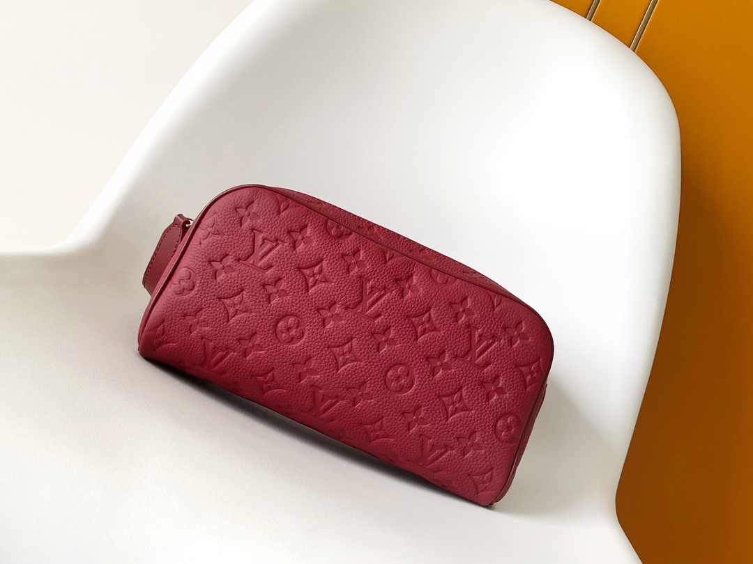 Louis Vuitton Dopp Kit Taurillon Monogram Leather Travel Pouch, Red