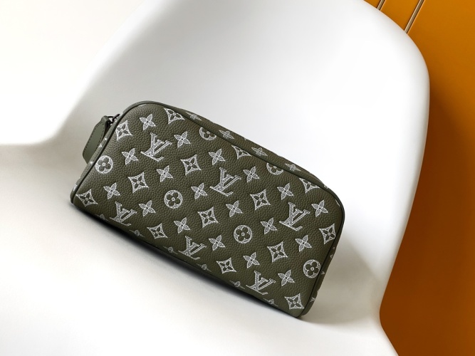 Louis Vuitton Dopp Kit Taurillon Monogram Leather Travel Bag - Green 1 Louis Vuitton Dopp Kit Taurillon Monogram Leather Travel Bag - Green