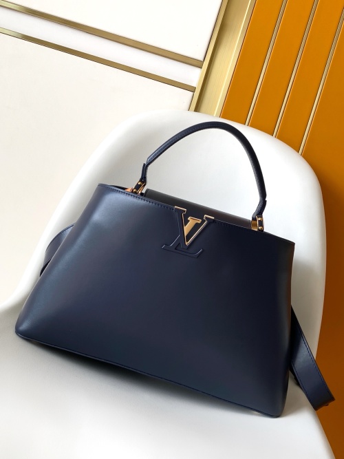 Louis Vuitton Capucines Souple Large Satchel Bag - Taurillon Leather, Blue 1 Louis Vuitton Capucines Souple Large Satchel Bag - Taurillon Leather, Blue