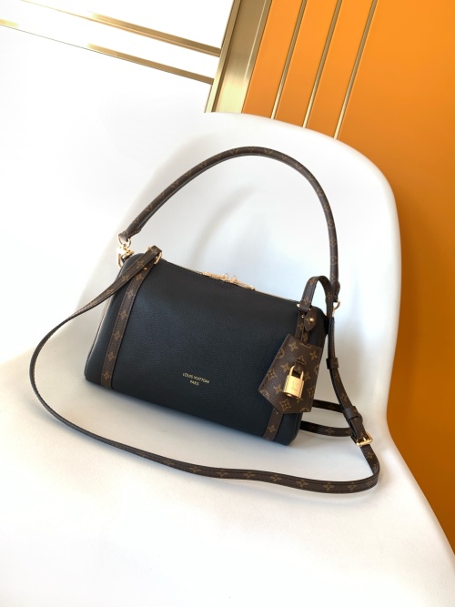 Louis Vuitton Express Small Handbag Black Grained Leather Monogram Trim 1 Louis Vuitton Express Small Handbag Black Grained Leather Monogram Trim