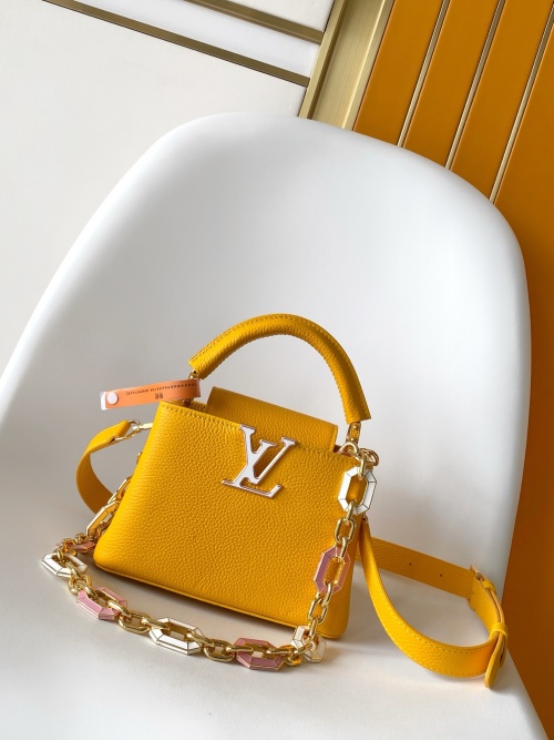 Louis Vuitton Capucines BB Taurillon Leather Top Handle Bag - Yellow 1 Louis Vuitton Capucines BB Taurillon Leather Top Handle Bag - Yellow