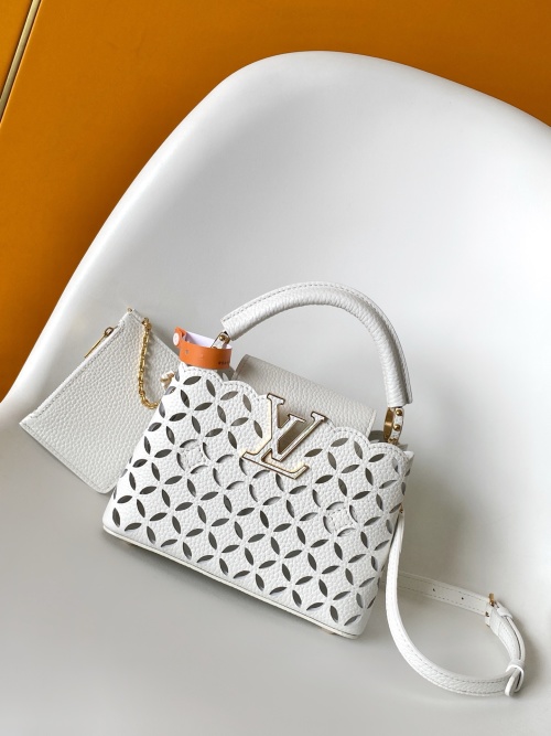 Louis Vuitton Capucines Mini Bag Bloomcut Leather White, 21 x 14 x 8 cm 1 Louis Vuitton Capucines Mini Bag Bloomcut Leather White, 21 x 14 x 8 cm